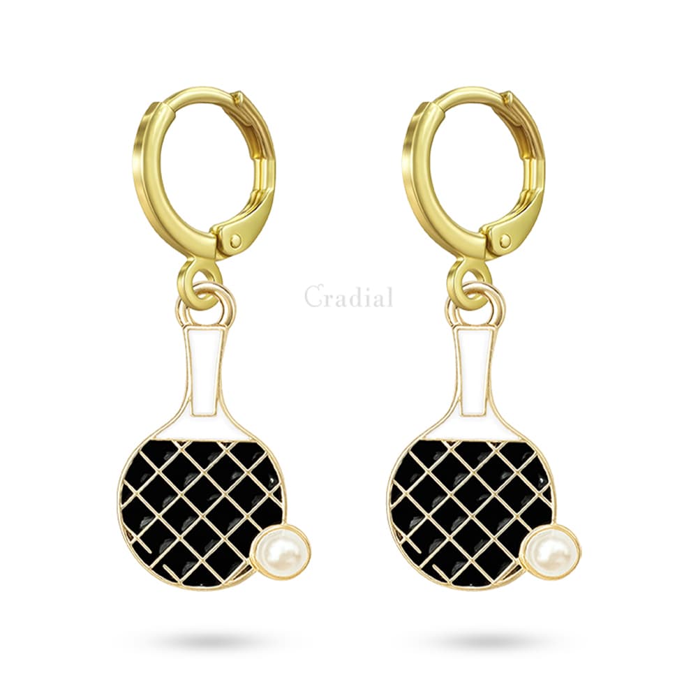 Black Racket Earrings