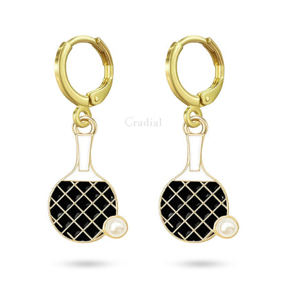 Black Racket Earrings
