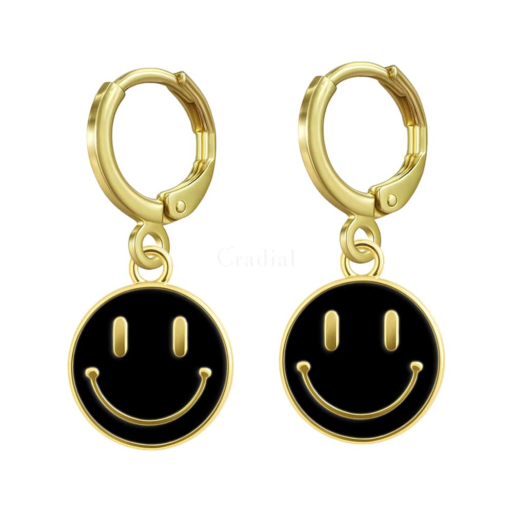 Black Smiley Earrings
