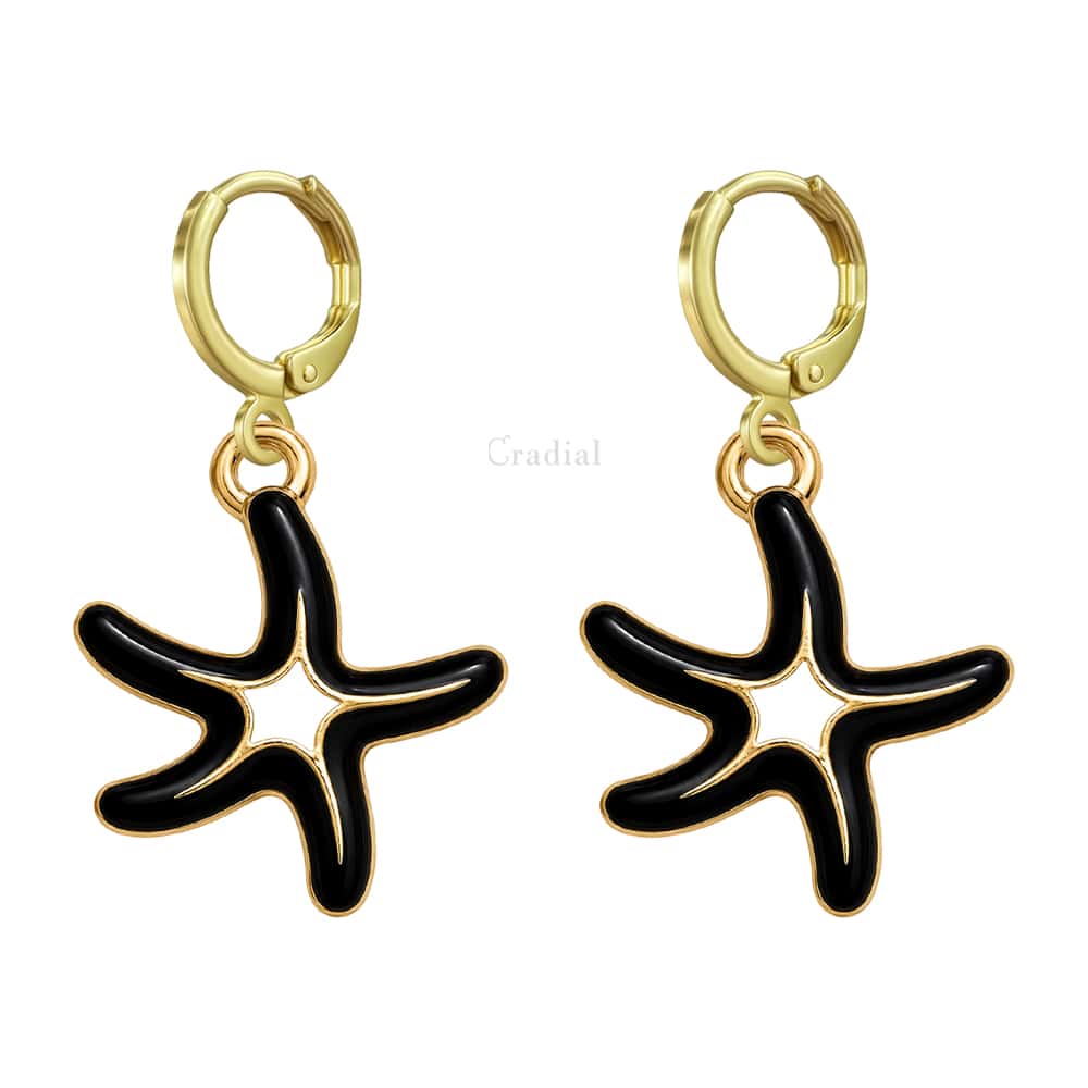 Black Star Fish Earrings