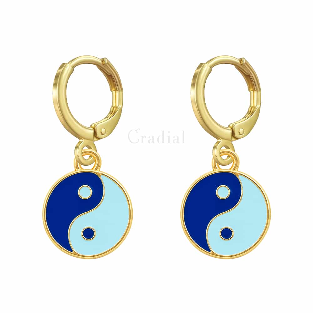 Blue Yin Yang Earrings