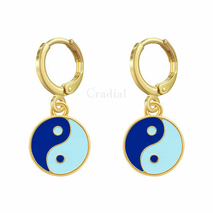 Blue Yin Yang Earrings