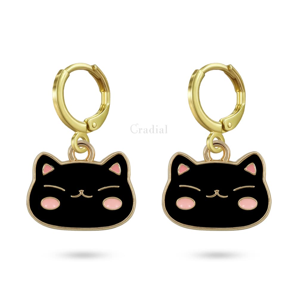 Blush Cat Black Earrings