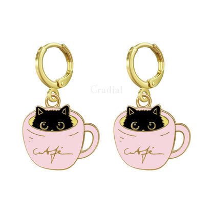 Cat In A Cup Earrings