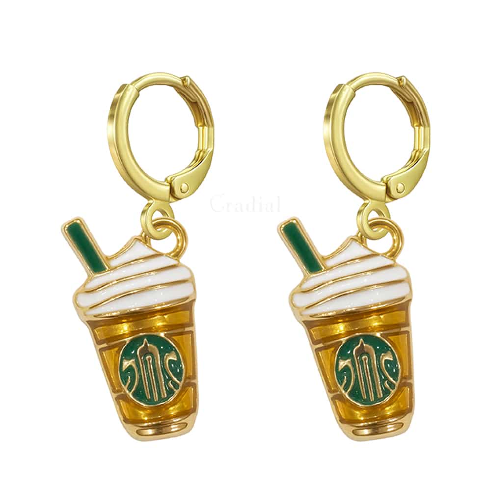 Coffee Cup Gold Earrings
