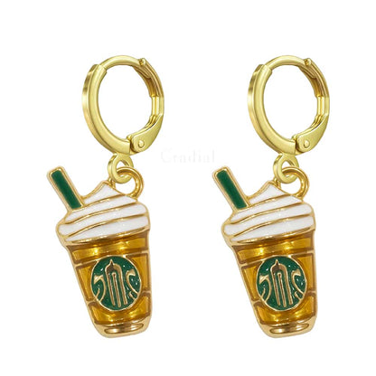 Coffee Cup Gold Earrings