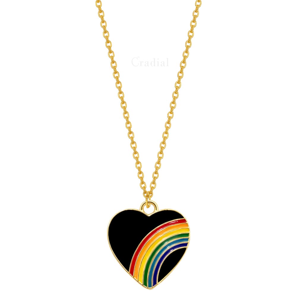 Black Rainbow Heart Necklace