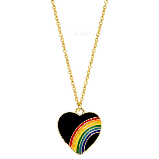 Black Rainbow Heart Necklace