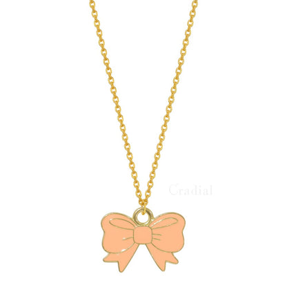 Peach Bow Necklace