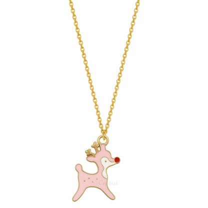Pink Raindeer Necklace