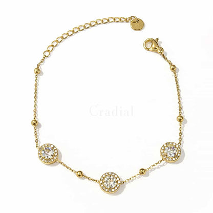 Tri Halo Gold Bracelet