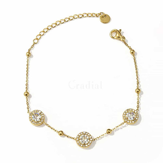 Tri Halo Gold Bracelet