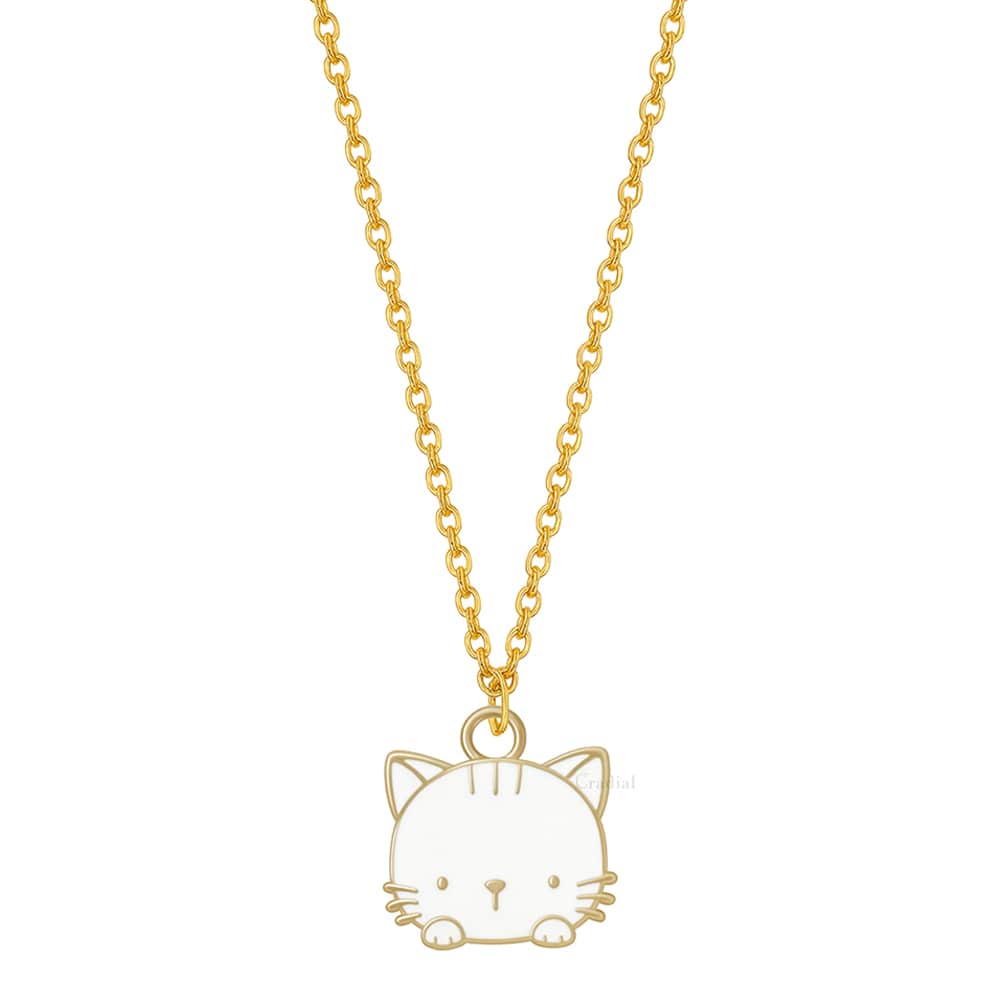 White Purr Cat Necklace