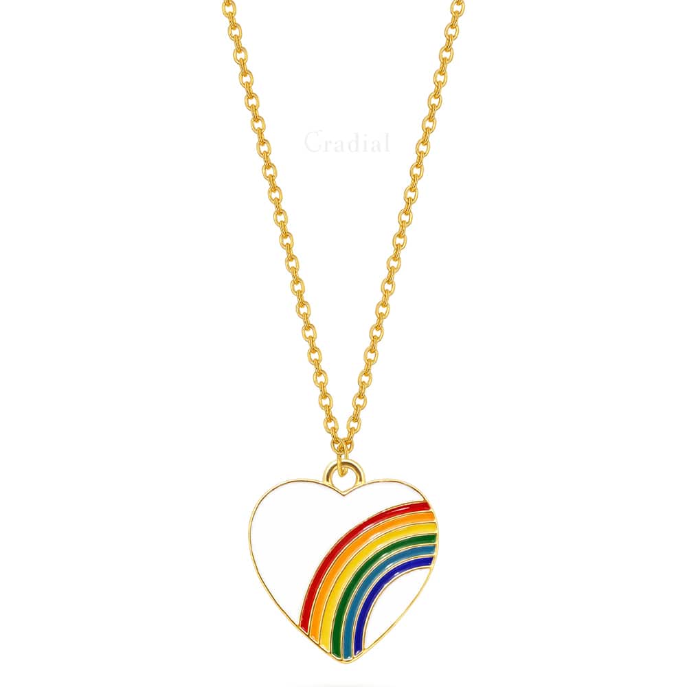 White Rainbow Heart Necklace