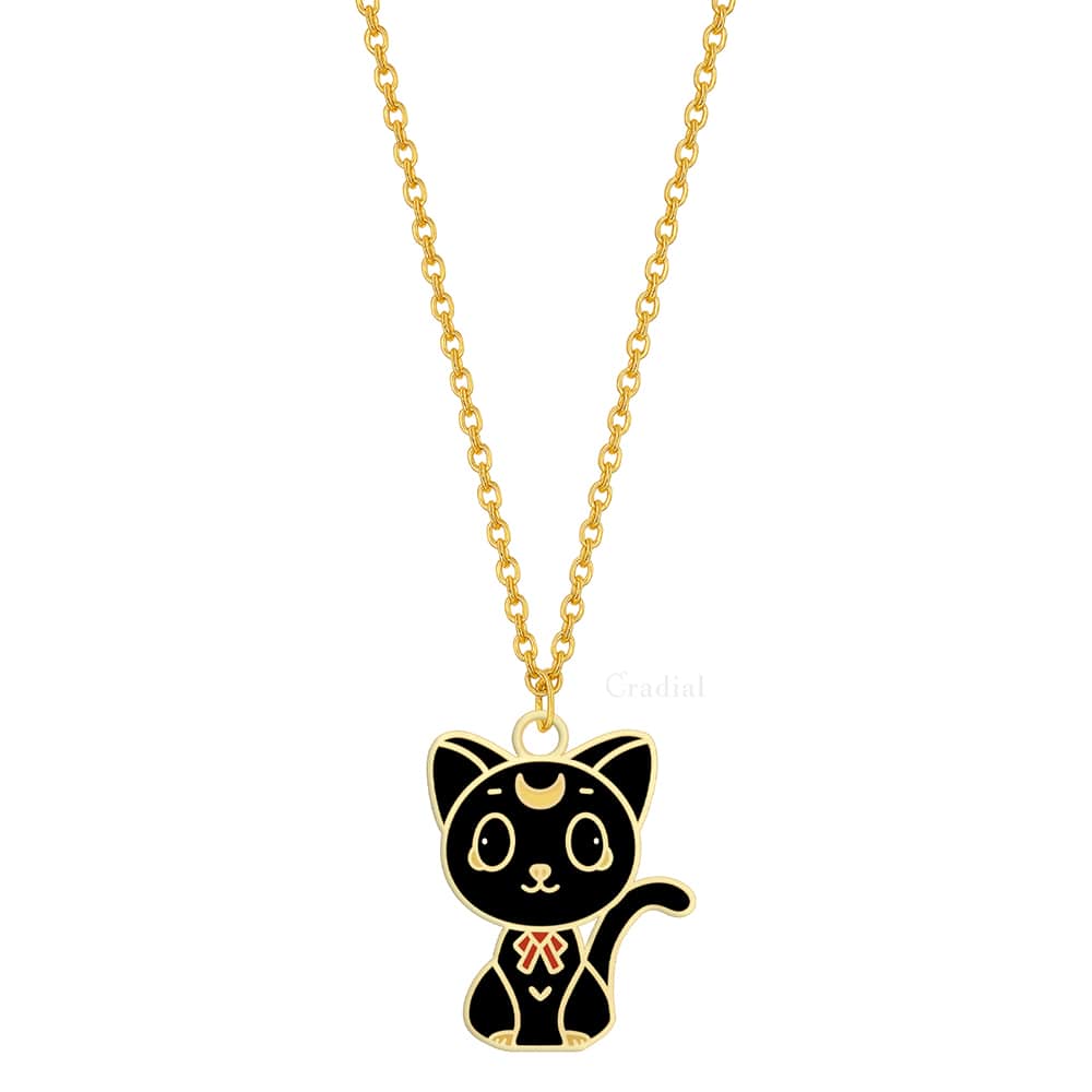 Black Cat Moon Necklace