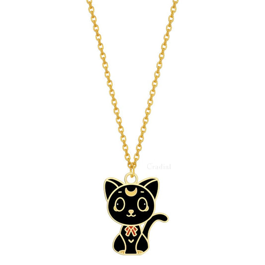 Black Cat Moon Necklace