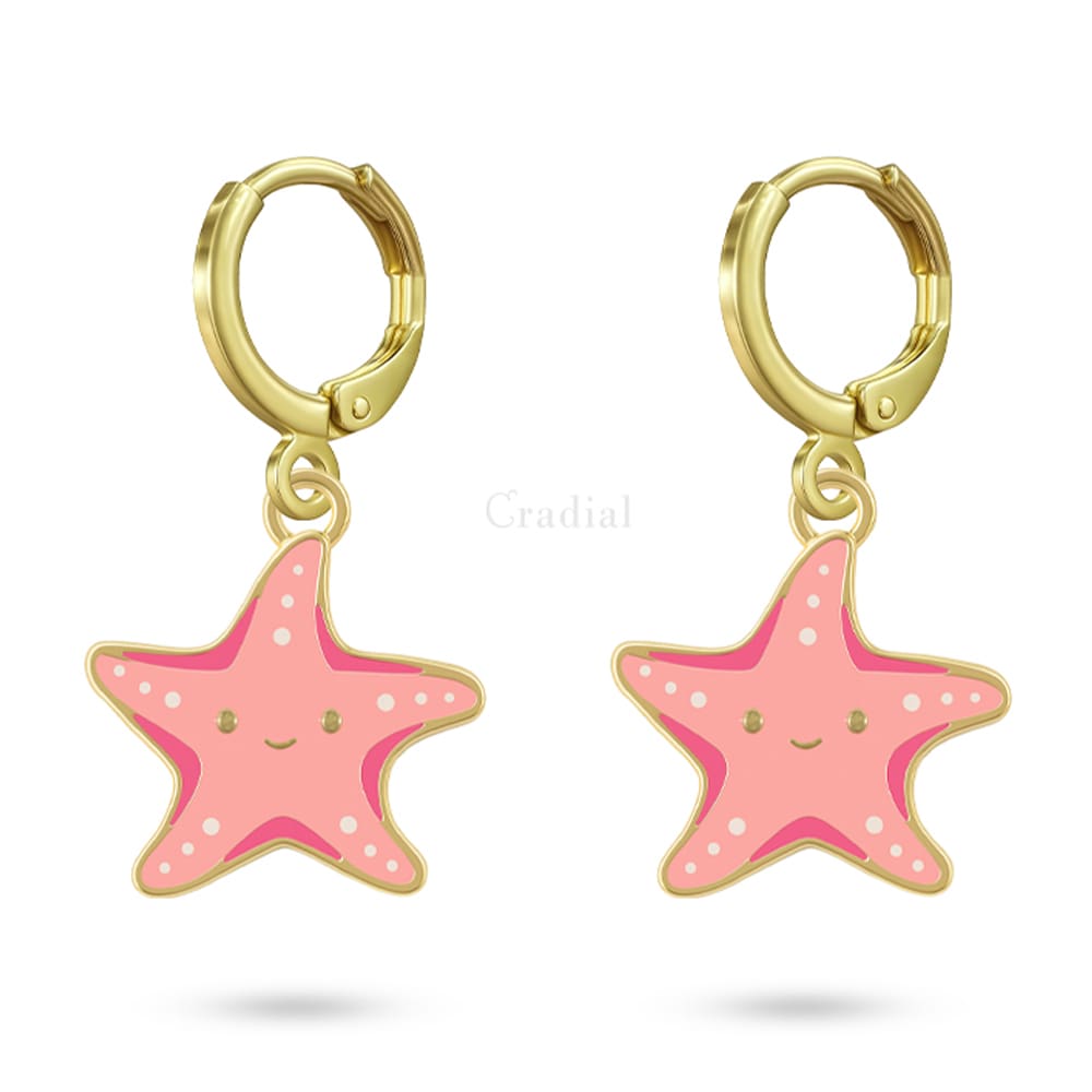 Peach Star Fish Earrings