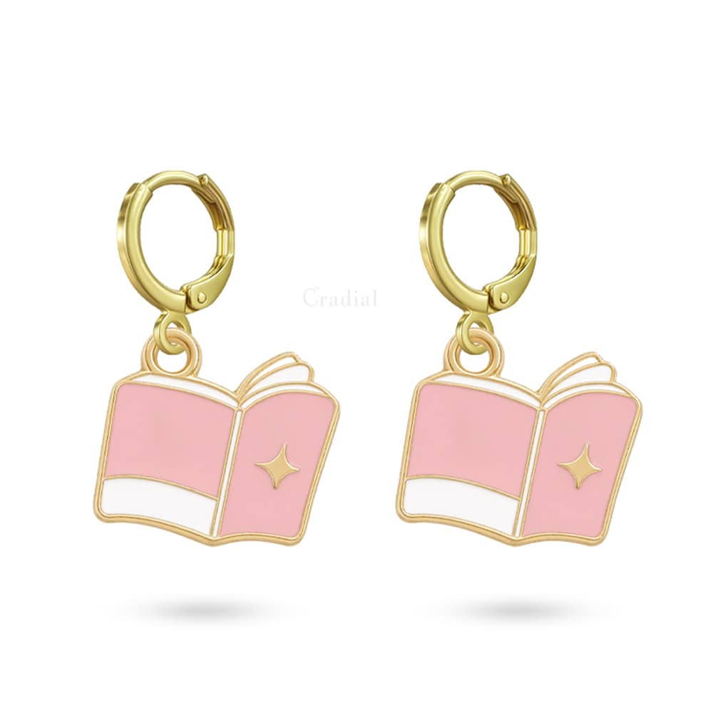 Pink Book Earrings