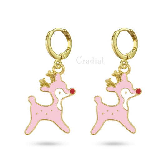Pink Raindeer Earrings