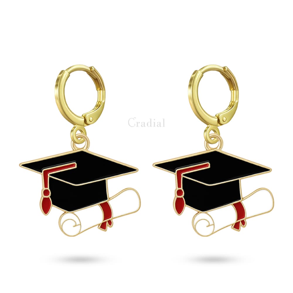 Red Grad Cap Earrings