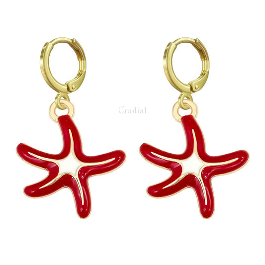 Red Star Fish Earrings