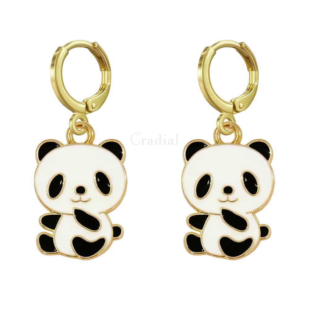 Round Panda Earrings