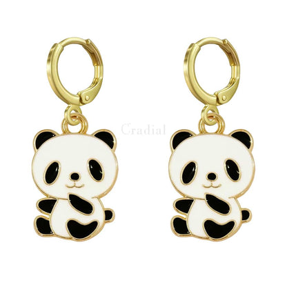 Round Panda Earrings