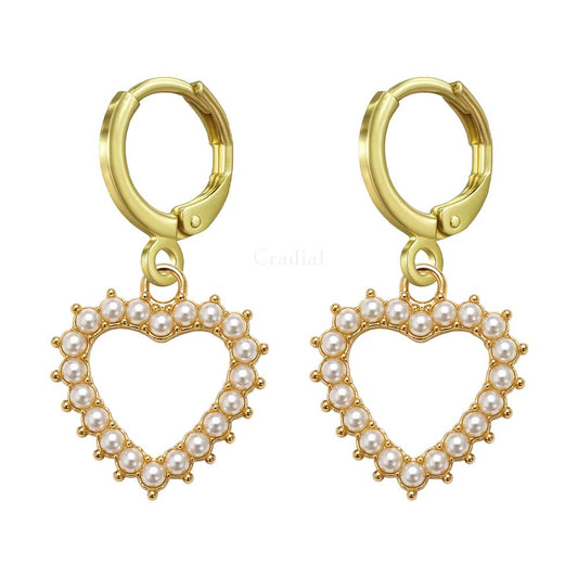 Small Pearl Heart Earrings
