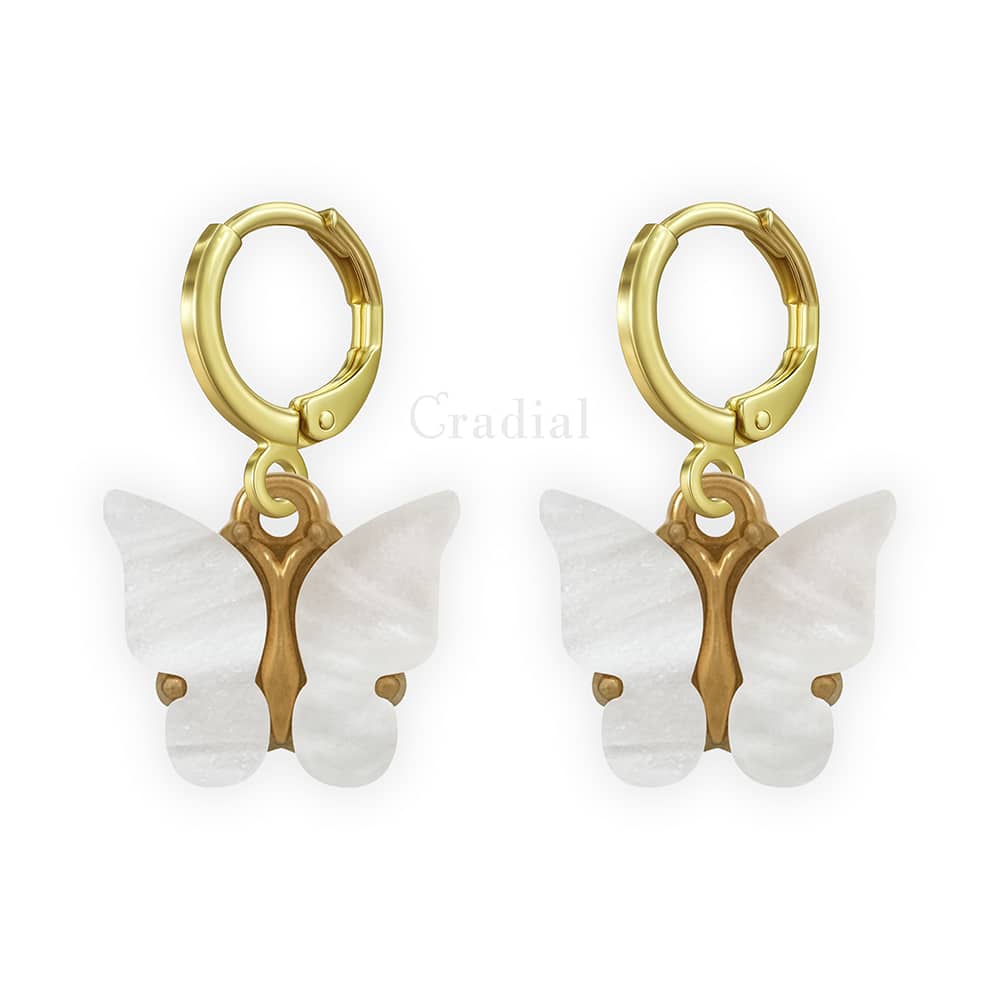 White Butterfly Earrings