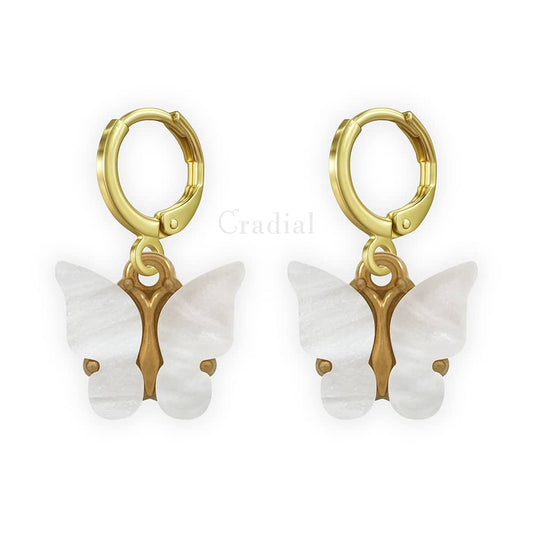 White Butterfly Earrings