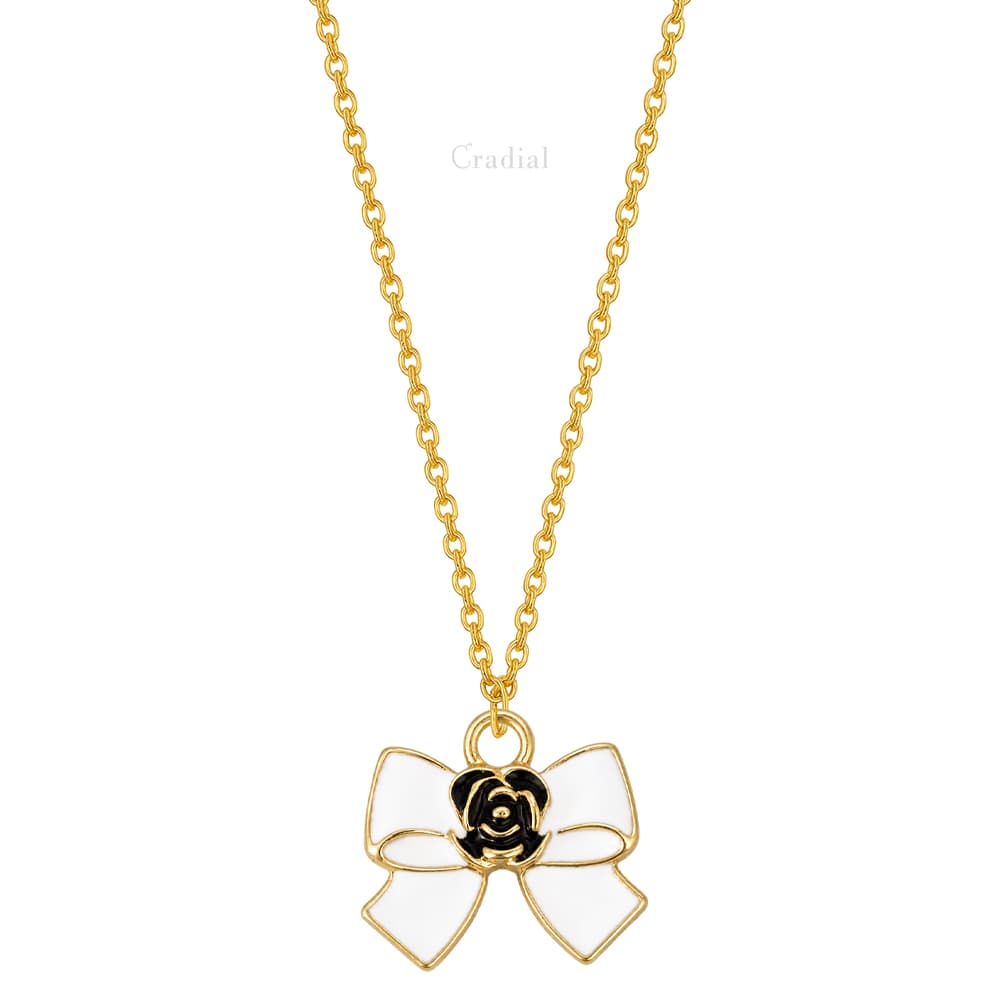 White Couture Bow Necklace Square