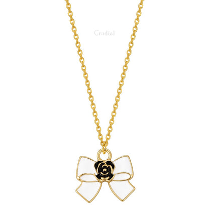 White Couture Bow Necklace Square