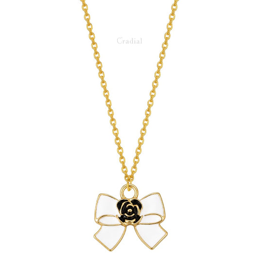 White Couture Bow Necklace Square