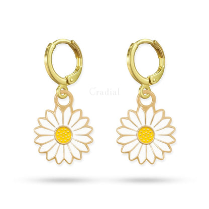 White Daisy Earrings