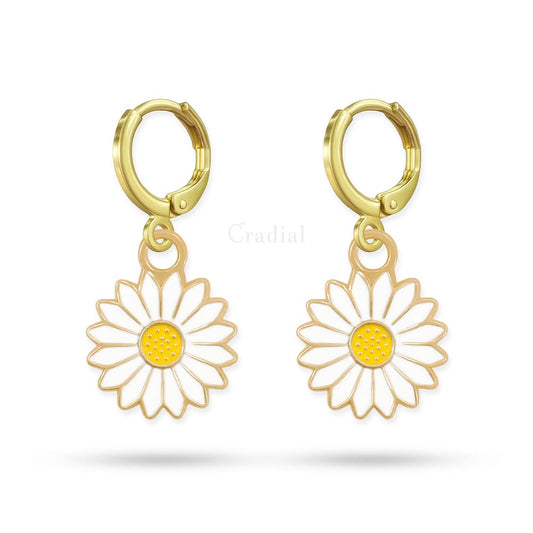 White Daisy Earrings