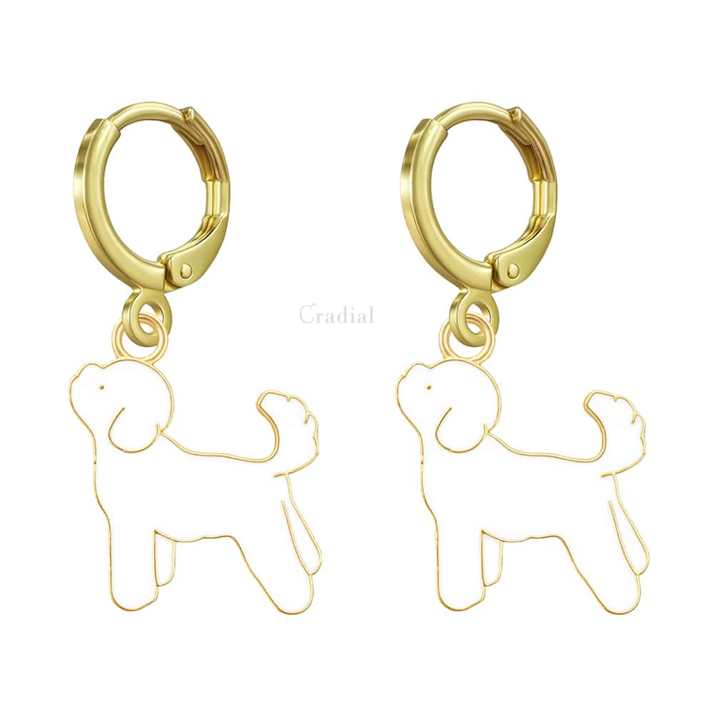 White Dog Earrings