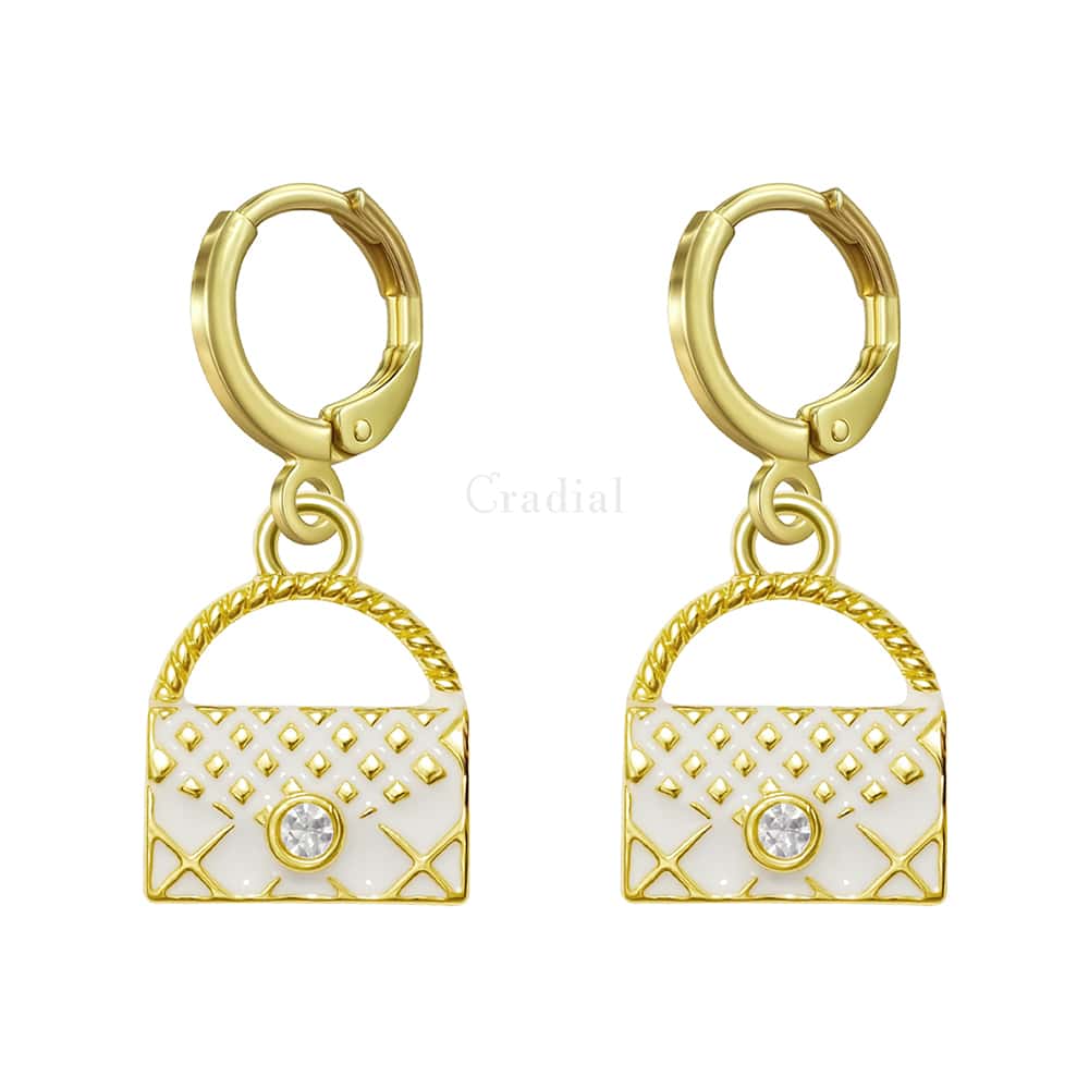 White Handbag Earrings