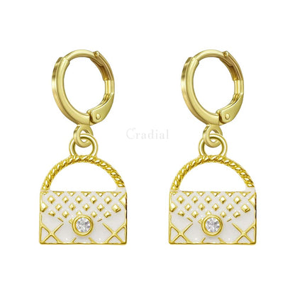 White Handbag Earrings