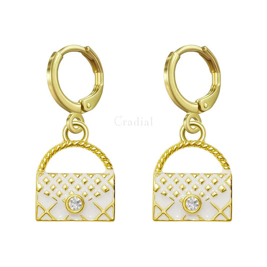 White Handbag Earrings