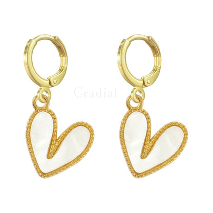 White Heart Earrings