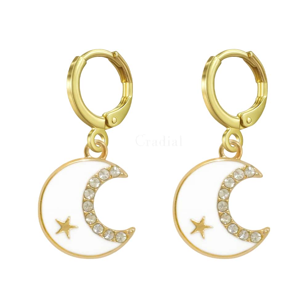 White Moon Earrings