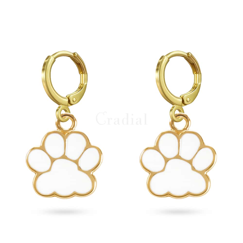 White Paw Earrings