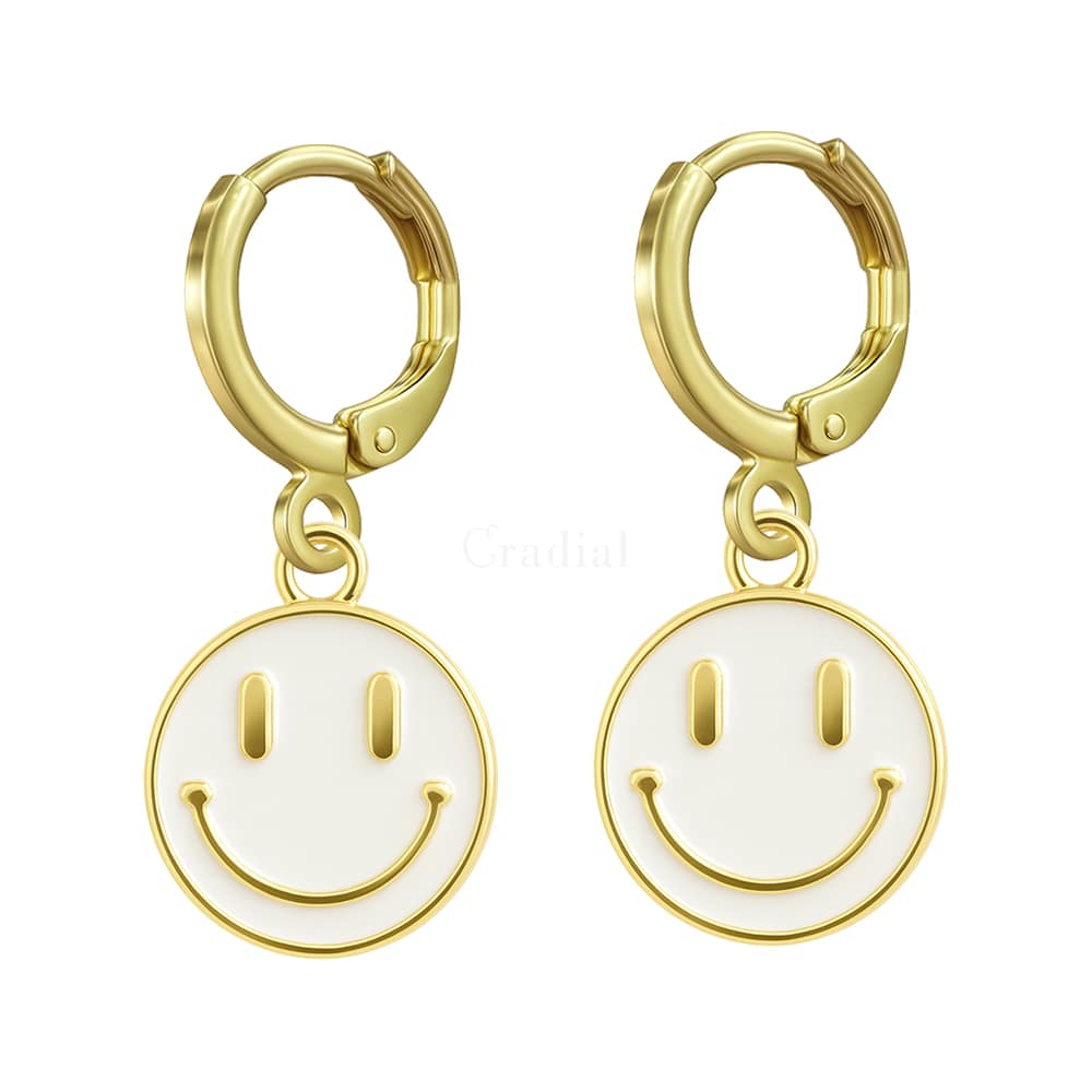 White Smiley Earrings