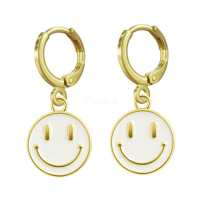White Smiley Earrings