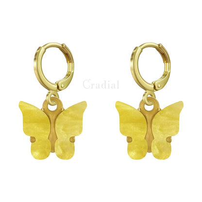 Yellow Butterfly Earrings