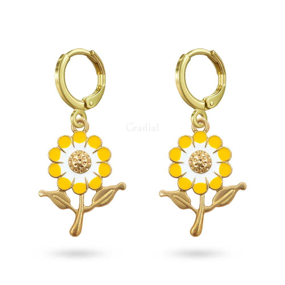 Yellow Flower Big Earrings