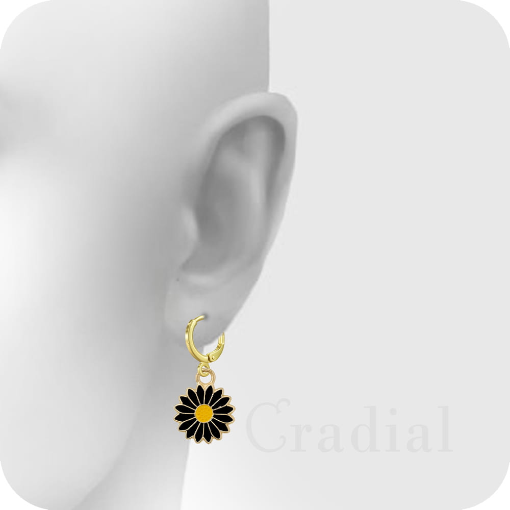 Black Daisy Earrings