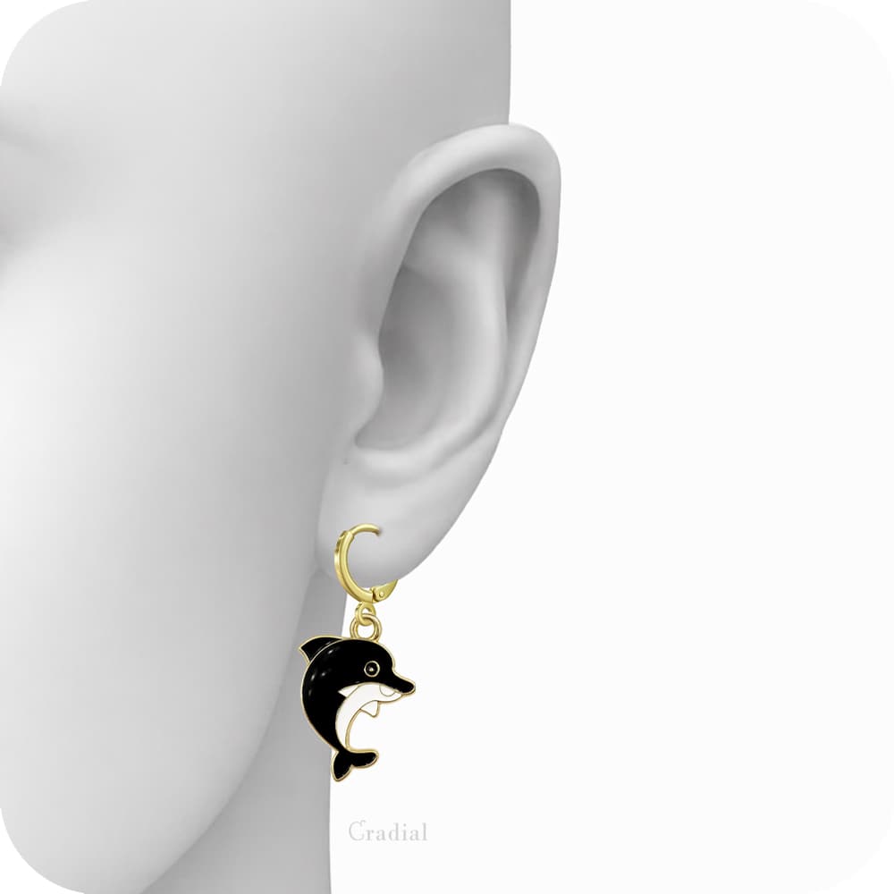 Black Dolphin Earrings