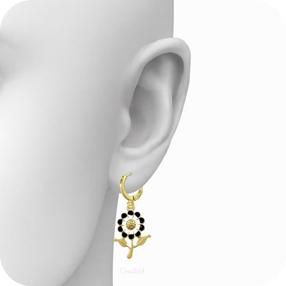Black Flower Big Earrings