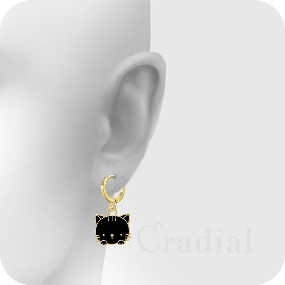 Black Purr Cat Earrings
